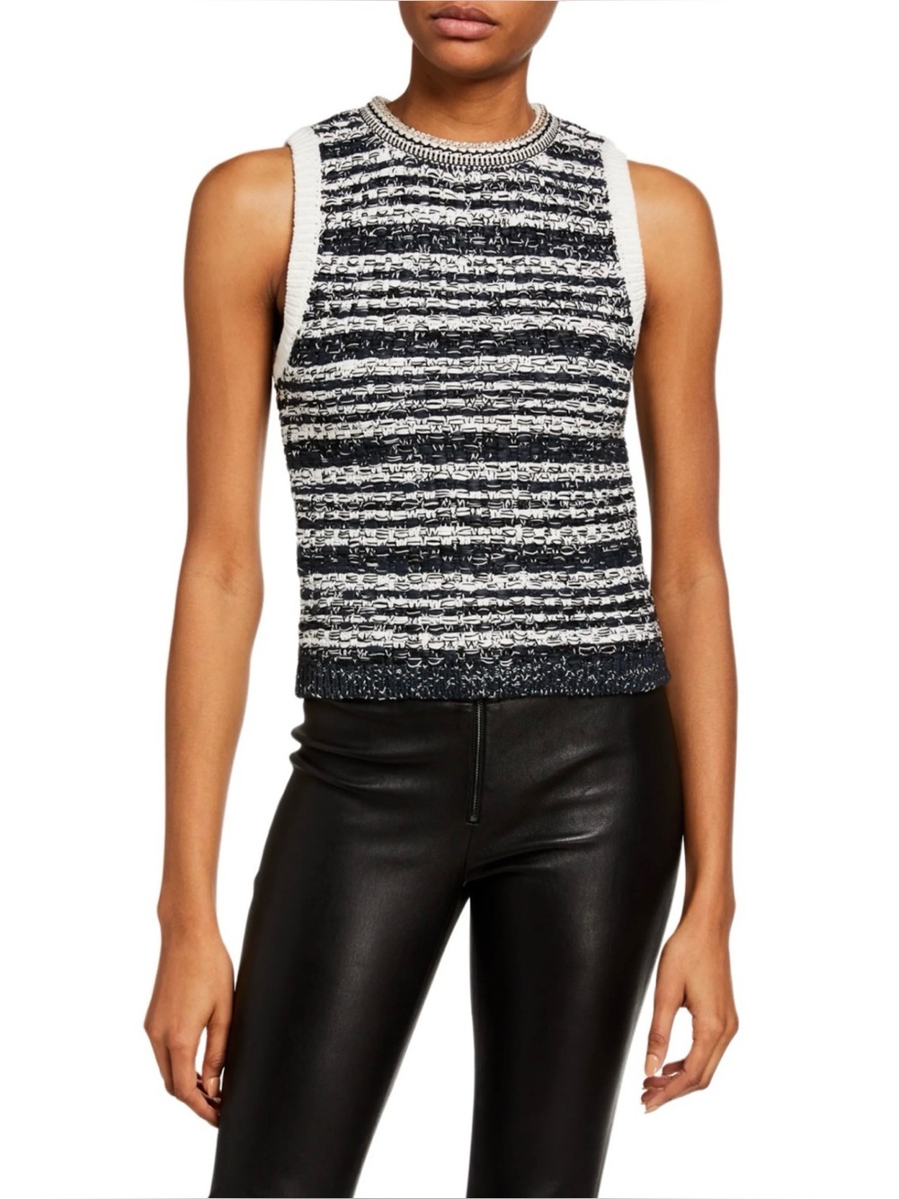 NEW Alice + Olivia Reva Textured Stitch Shell Size Large